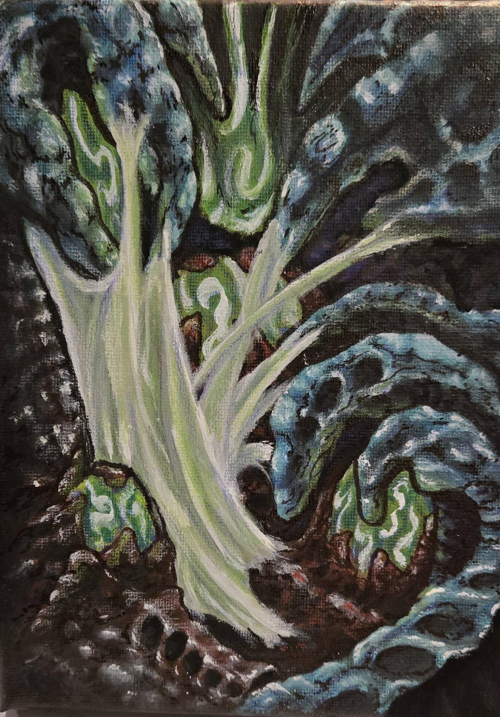 Organic painting on a dark background